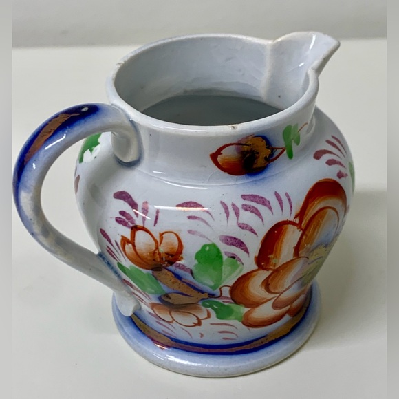 19th Century Antique Gaudy Welsh Ironstone Grape Pattern Miniature Pitcher Jug - Picture 16 of 16